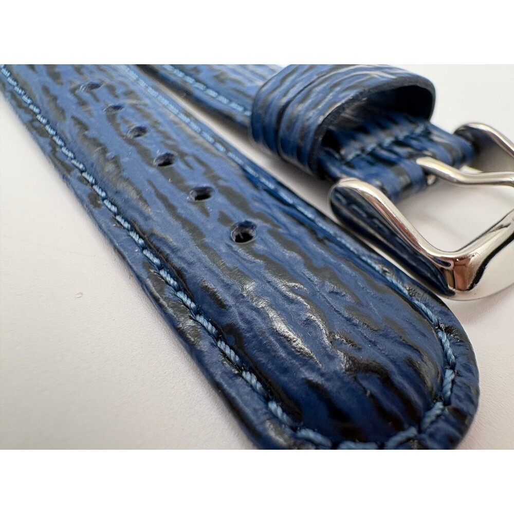 Vintage Citizen Blue Shark-Grain Embossed Leather Watch Strap 20mm INOX Buckle